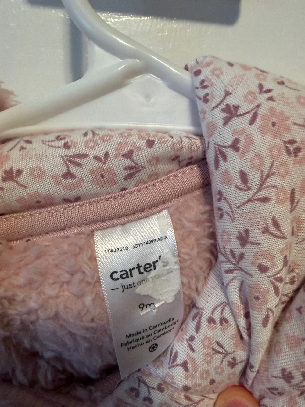 NWOT Carter's Pink Bear Fuzzy Footed One-Piece Jacket